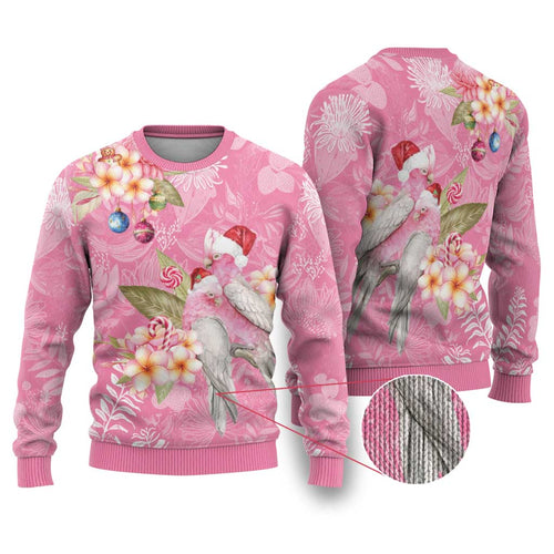 Joyful Pink Cockatoo Ugly Christmas Sweater Australia Christmas Vibes - Aussie Hoodie