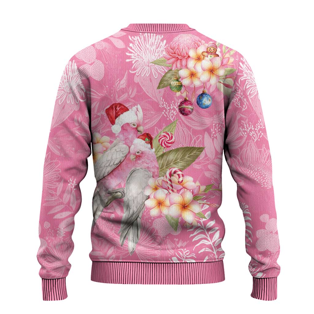 Joyful Pink Cockatoo Ugly Christmas Sweater Australia Christmas Vibes - Aussie Hoodie