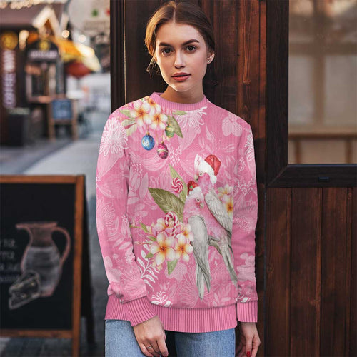 Joyful Pink Cockatoo Ugly Christmas Sweater Australia Christmas Vibes - Aussie Hoodie