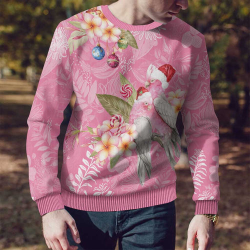 Joyful Pink Cockatoo Ugly Christmas Sweater Australia Christmas Vibes - Aussie Hoodie