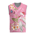 Joyful Pink Cockatoo Christmas Knitted V-Neck Vest Australia Christmas Vibes - Aussie Hoodie