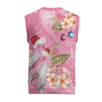 Joyful Pink Cockatoo Christmas Knitted V-Neck Vest Australia Christmas Vibes - Aussie Hoodie