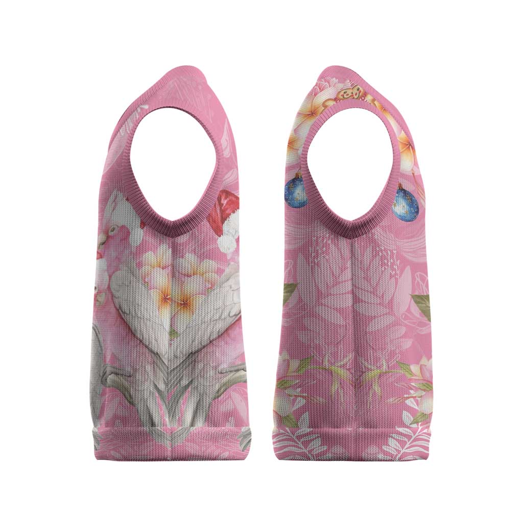 Joyful Pink Cockatoo Christmas Knitted V-Neck Vest Australia Christmas Vibes - Aussie Hoodie