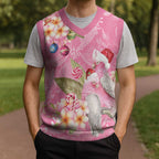 Joyful Pink Cockatoo Christmas Knitted V-Neck Vest Australia Christmas Vibes - Aussie Hoodie