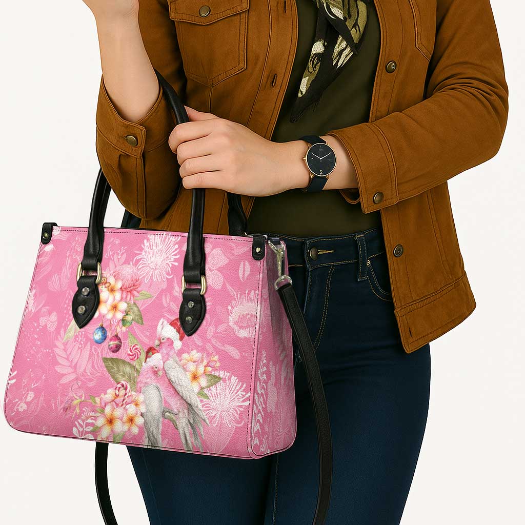 Joyful Pink Cockatoo Leather Bag Australia Christmas Vibes - Aussie Hoodie