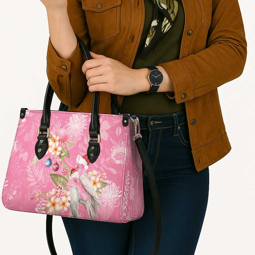 Joyful Pink Cockatoo Leather Bag Australia Christmas Vibes - Aussie Hoodie