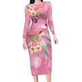 Joyful Pink Cockatoo Long Sleeve Bodycon Dress Australia Christmas Vibes - Aussie Hoodie