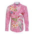 Joyful Pink Cockatoo Long Sleeve Button Shirt Australia Christmas Vibes - Aussie Hoodie