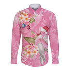 Joyful Pink Cockatoo Long Sleeve Button Shirt Australia Christmas Vibes - Aussie Hoodie