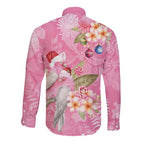 Joyful Pink Cockatoo Long Sleeve Button Shirt Australia Christmas Vibes - Aussie Hoodie