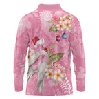Joyful Pink Cockatoo Long Sleeve Polo Shirt Australia Christmas Vibes - Aussie Hoodie