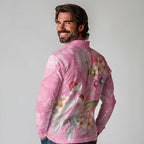 Joyful Pink Cockatoo Long Sleeve Polo Shirt Australia Christmas Vibes - Aussie Hoodie