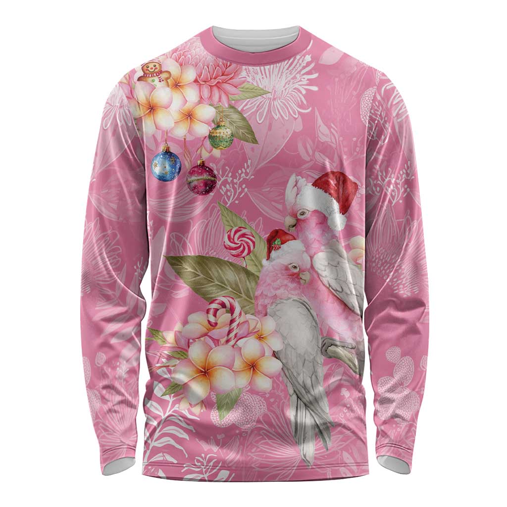 Joyful Pink Cockatoo Long Sleeve Shirt Australia Christmas Vibes - Aussie Hoodie