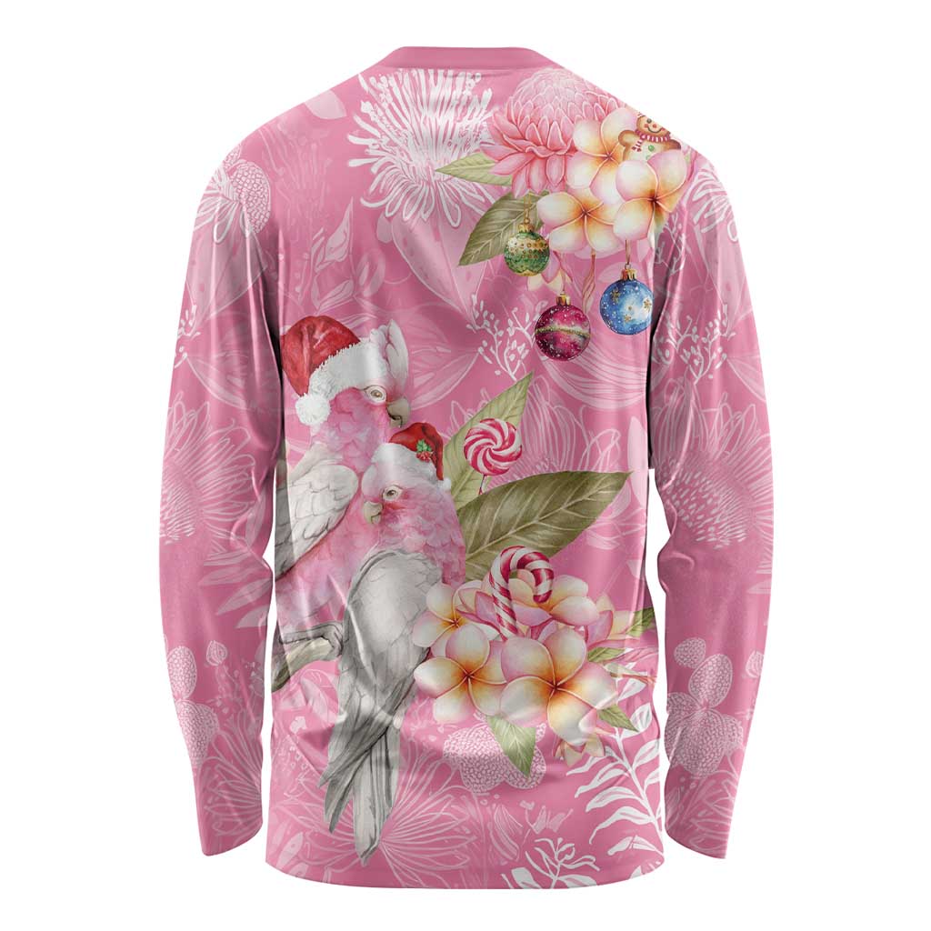 Joyful Pink Cockatoo Long Sleeve Shirt Australia Christmas Vibes - Aussie Hoodie