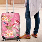 Joyful Pink Cockatoo Luggage Cover Australia Christmas Vibes - Aussie Hoodie