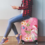 Joyful Pink Cockatoo Luggage Cover Australia Christmas Vibes - Aussie Hoodie