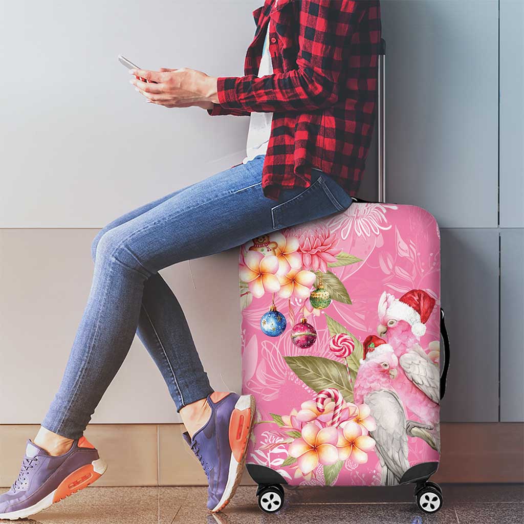 Joyful Pink Cockatoo Luggage Cover Australia Christmas Vibes - Aussie Hoodie