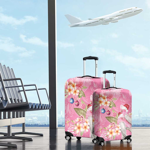 Joyful Pink Cockatoo Luggage Cover Australia Christmas Vibes - Aussie Hoodie