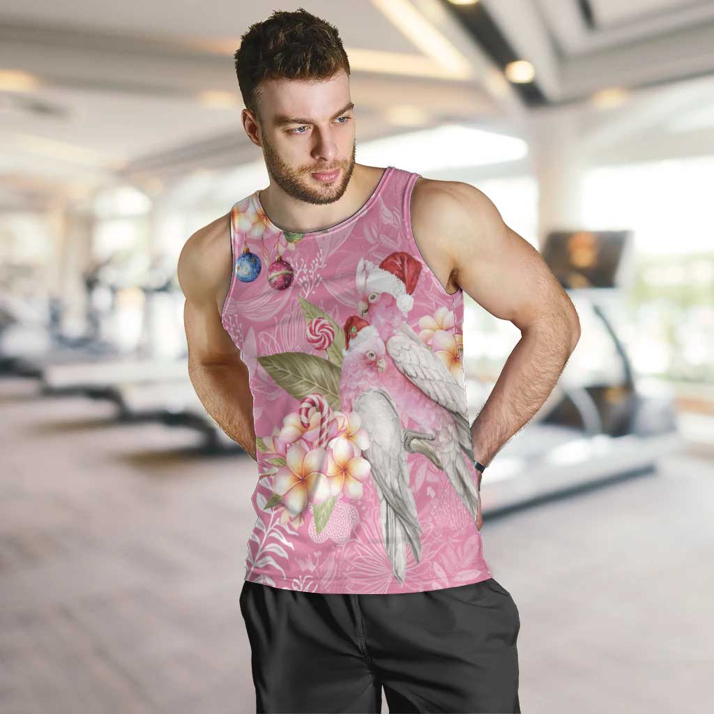 Joyful Pink Cockatoo Men Tank Top Australia Christmas Vibes - Aussie Hoodie