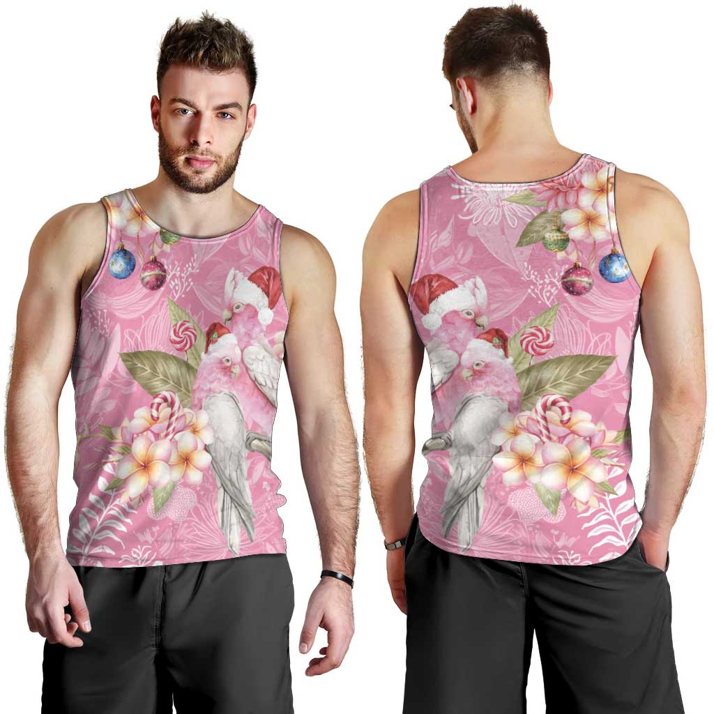 Joyful Pink Cockatoo Men Tank Top Australia Christmas Vibes - Aussie Hoodie