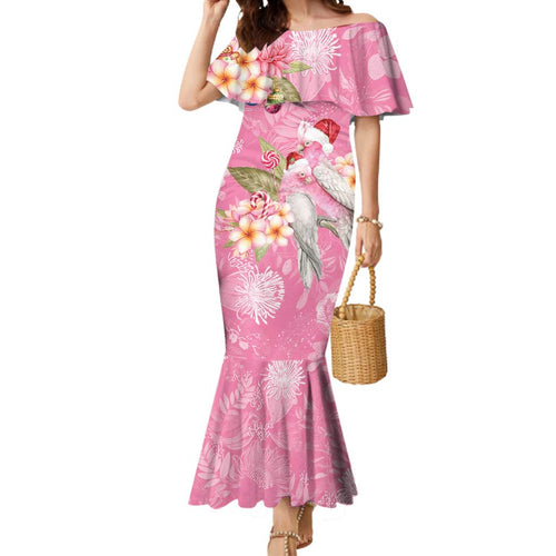 Joyful Pink Cockatoo Mermaid Dress Australia Christmas Vibes - Aussie Hoodie