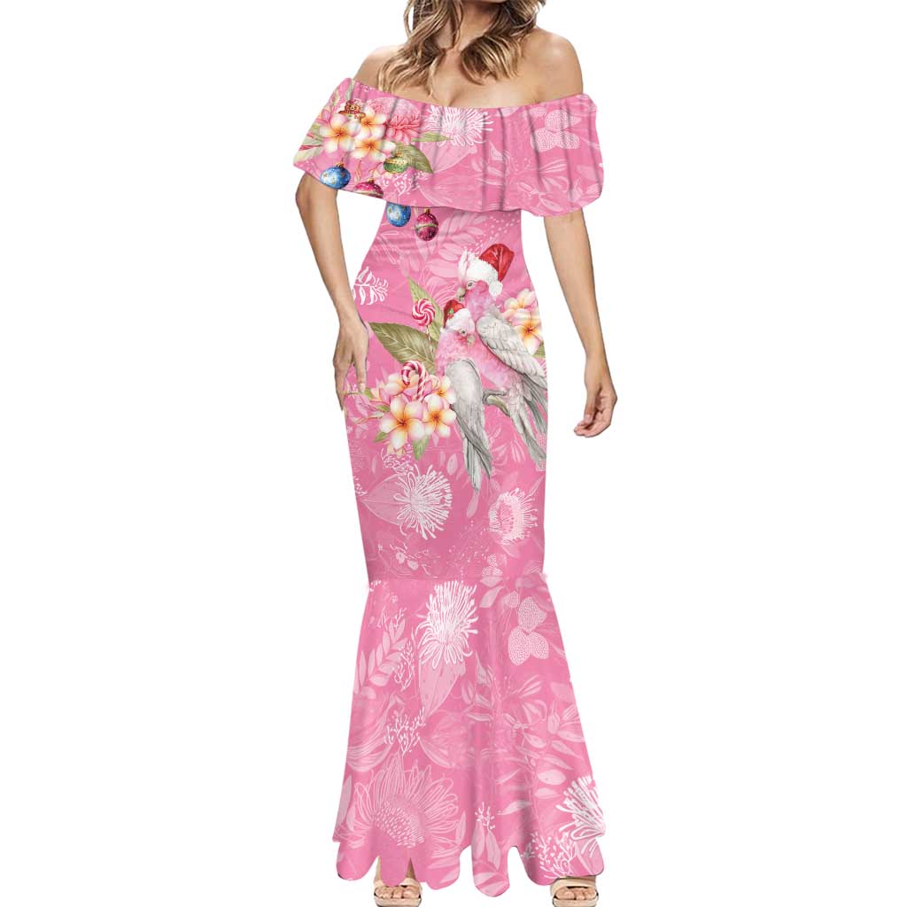 Joyful Pink Cockatoo Mermaid Dress Australia Christmas Vibes - Aussie Hoodie