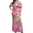Joyful Pink Cockatoo Off Shoulder Maxi Dress Australia Christmas Vibes - Aussie Hoodie