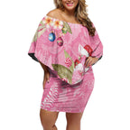 Joyful Pink Cockatoo Off Shoulder Short Dress Australia Christmas Vibes - Aussie Hoodie