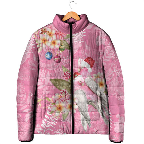 Joyful Pink Cockatoo Padded Jacket Australia Christmas Vibes - Aussie Hoodie