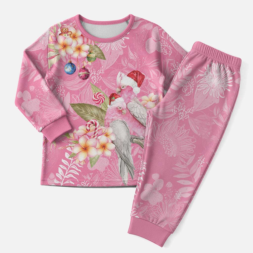 Joyful Pink Cockatoo Christmas Pajama Set Australia Christmas Vibes - Aussie Hoodie