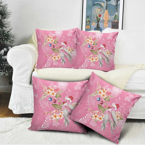 Joyful Pink Cockatoo Pillow Cover Australia Christmas Vibes - Aussie Hoodie