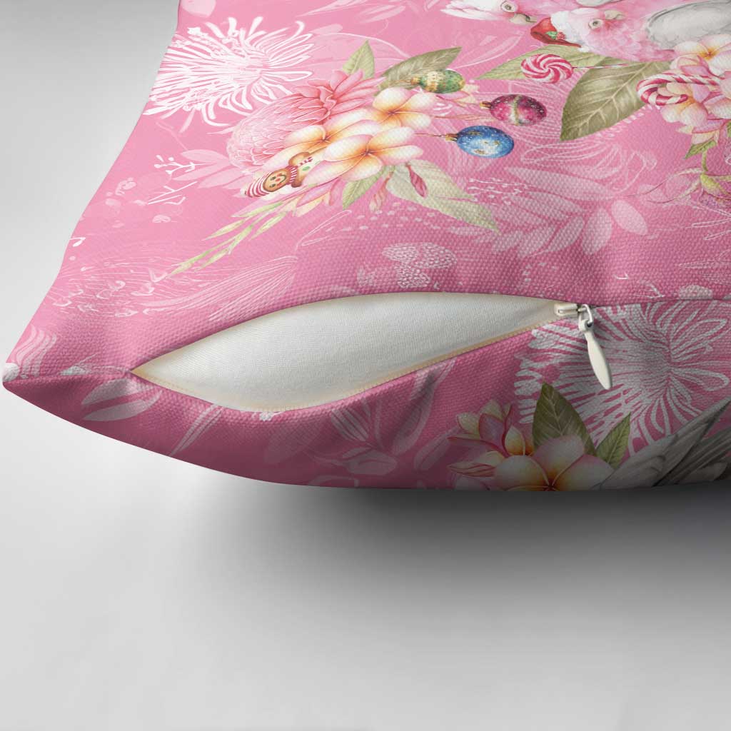 Joyful Pink Cockatoo Pillow Cover Australia Christmas Vibes - Aussie Hoodie