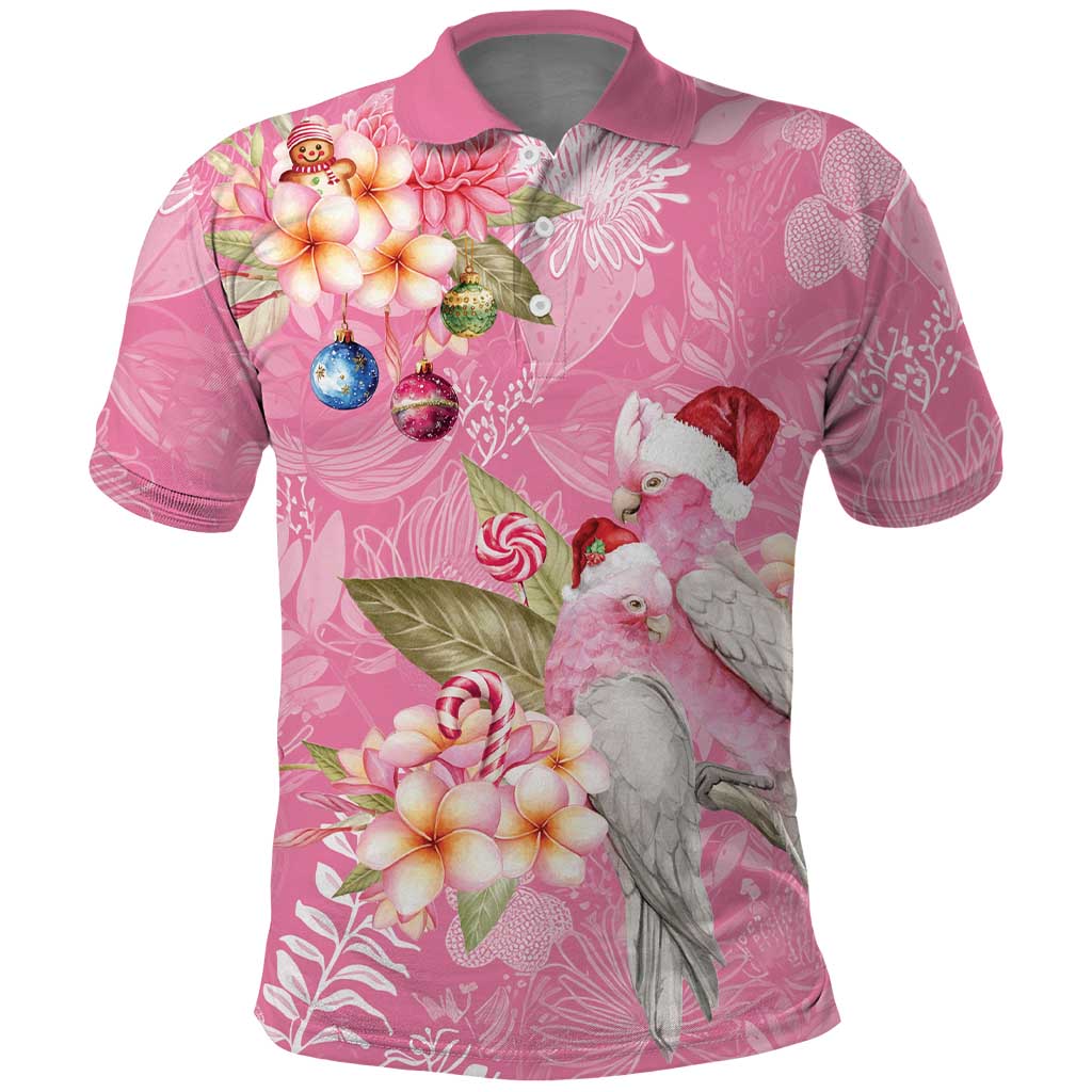 Joyful Pink Cockatoo Polo Shirt Australia Christmas Vibes - Aussie Hoodie
