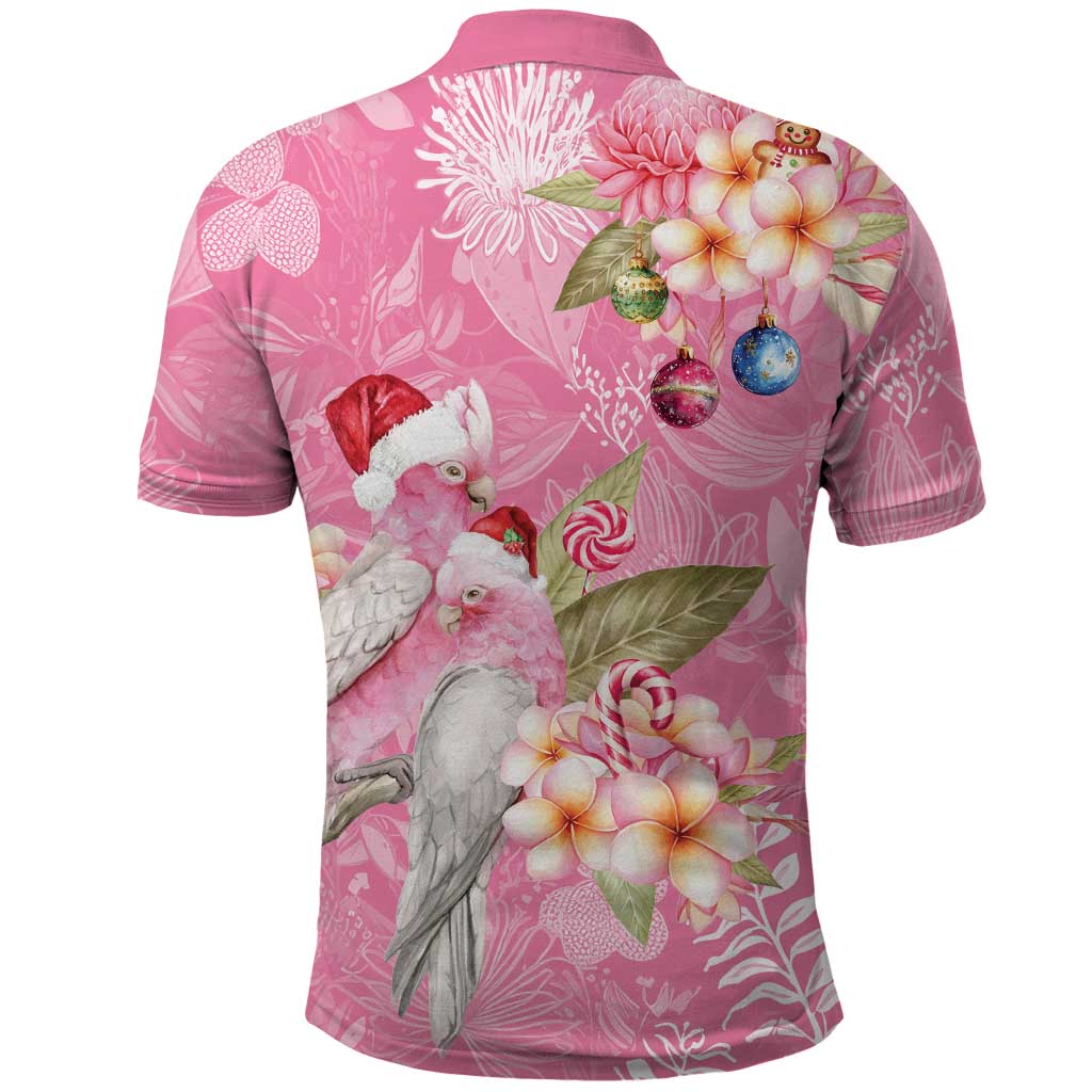 Joyful Pink Cockatoo Polo Shirt Australia Christmas Vibes - Aussie Hoodie