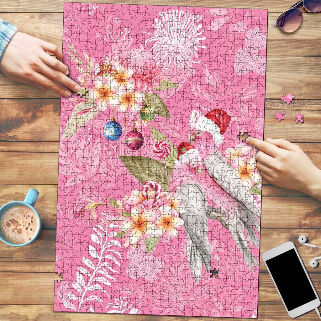 Joyful Pink Cockatoo Puzzle Australia Christmas Vibes - Aussie Hoodie