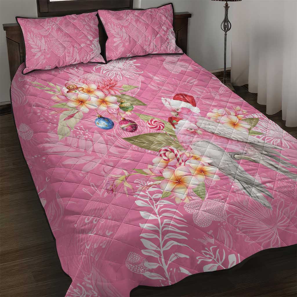 Joyful Pink Cockatoo Quilt Bed Set Australia Christmas Vibes - Aussie Hoodie