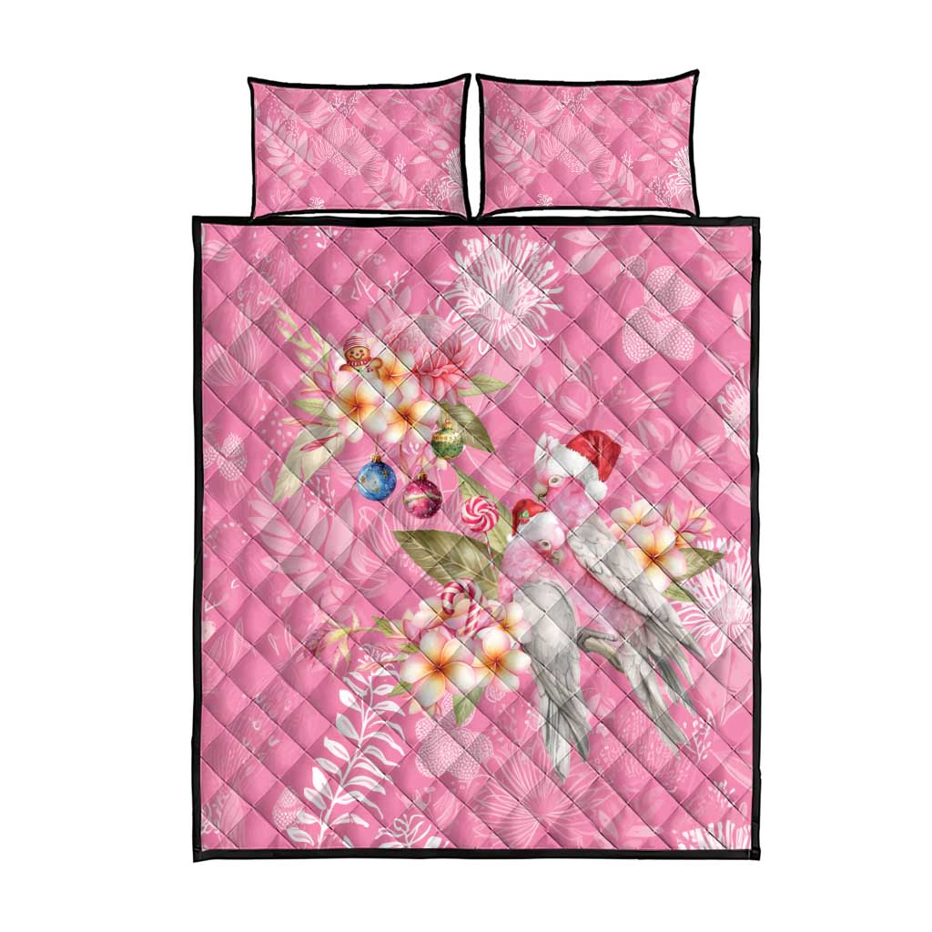 Joyful Pink Cockatoo Quilt Bed Set Australia Christmas Vibes - Aussie Hoodie