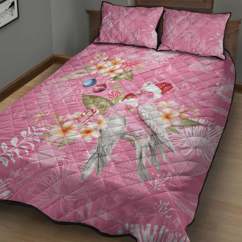 Joyful Pink Cockatoo Quilt Bed Set Australia Christmas Vibes - Aussie Hoodie