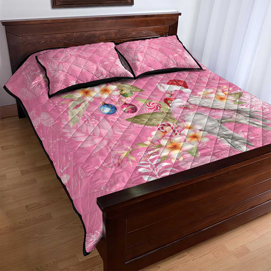 Joyful Pink Cockatoo Quilt Bed Set Australia Christmas Vibes - Aussie Hoodie