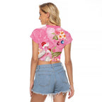 Joyful Pink Cockatoo Raglan Cropped T Shirt Australia Christmas Vibes - Aussie Hoodie