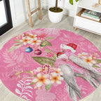 Joyful Pink Cockatoo Round Carpet Australia Christmas Vibes - Aussie Hoodie
