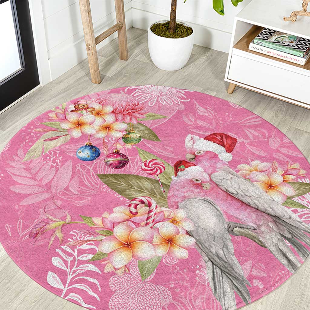 Joyful Pink Cockatoo Round Carpet Australia Christmas Vibes - Aussie Hoodie