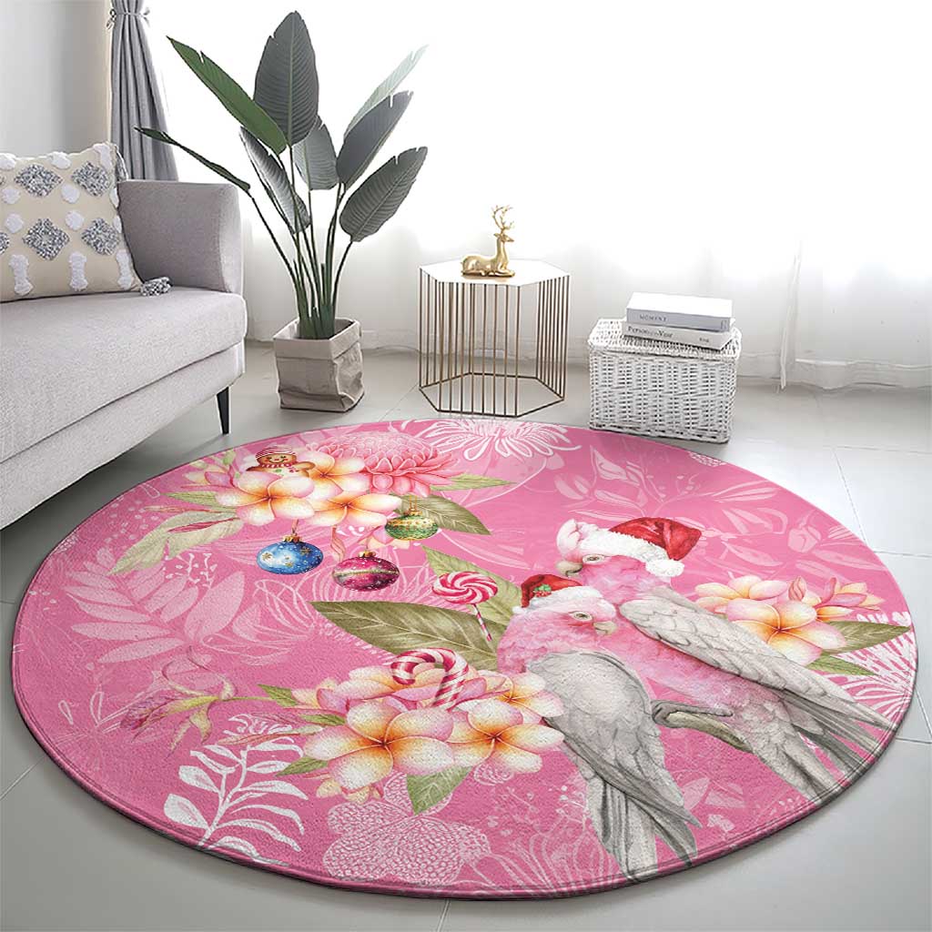 Joyful Pink Cockatoo Round Carpet Australia Christmas Vibes - Aussie Hoodie