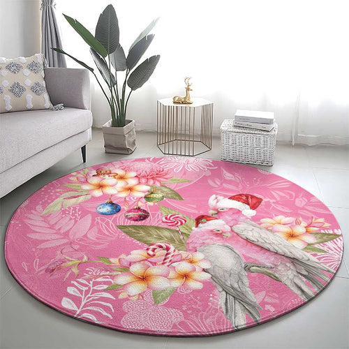 Joyful Pink Cockatoo Round Carpet Australia Christmas Vibes - Aussie Hoodie