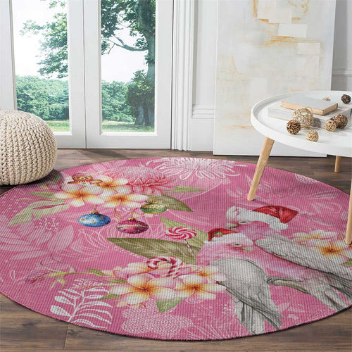 Joyful Pink Cockatoo Round Carpet Australia Christmas Vibes - Aussie Hoodie