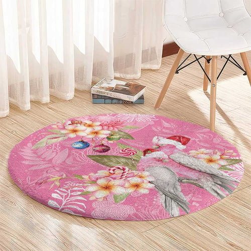 Joyful Pink Cockatoo Round Carpet Australia Christmas Vibes - Aussie Hoodie