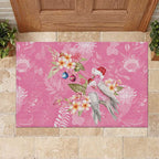 Joyful Pink Cockatoo Rubber Doormat Australia Christmas Vibes - Aussie Hoodie