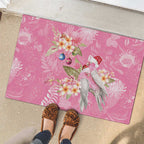 Joyful Pink Cockatoo Rubber Doormat Australia Christmas Vibes - Aussie Hoodie