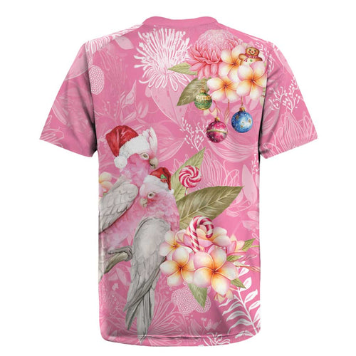 Joyful Pink Cockatoo Rugby Jersey Australia Christmas Vibes - Aussie Hoodie
