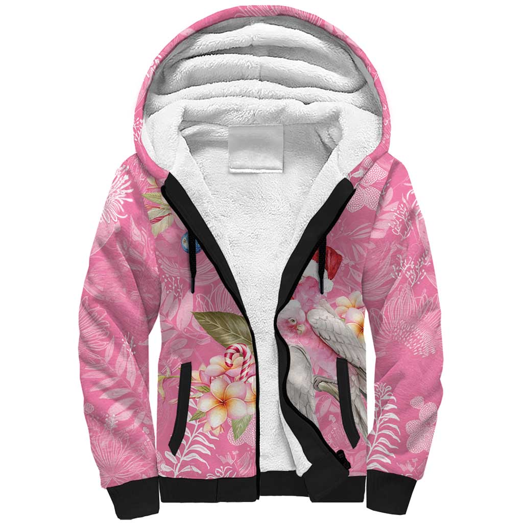 Joyful Pink Cockatoo Sherpa Hoodie Australia Christmas Vibes - Aussie Hoodie